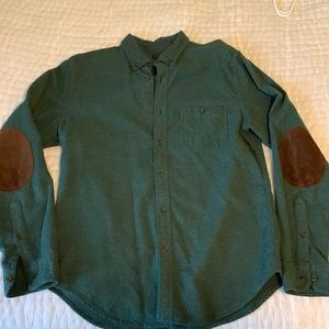 Dark green Button Up with elbow patches